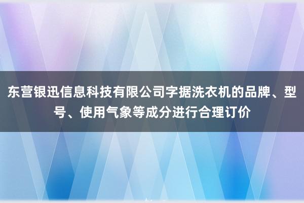 东营银迅信息科技有限公司字据洗衣机的品牌、型号、使用气象等成分进行合理订价